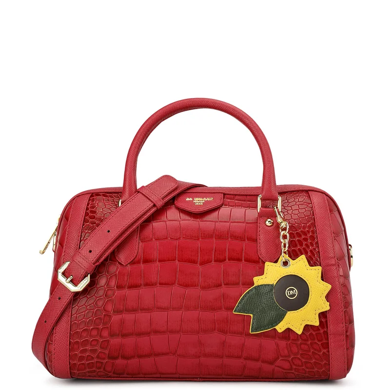 Da Milano Medium Croco Leather Bowler - Plumberry